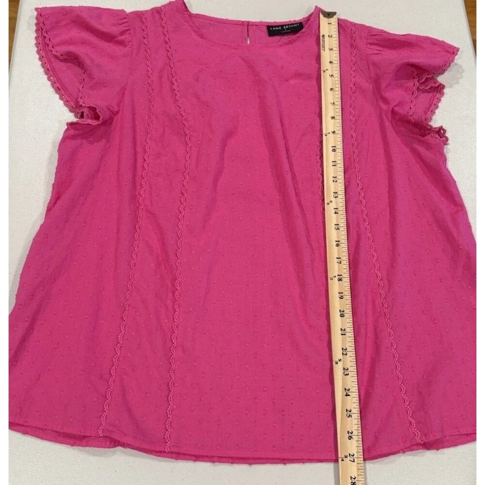 NEW Lane Bryant Top Womens 14 Pink 100% Cotton Lightweight Coquette Preppy Work - Picture 4 of 5